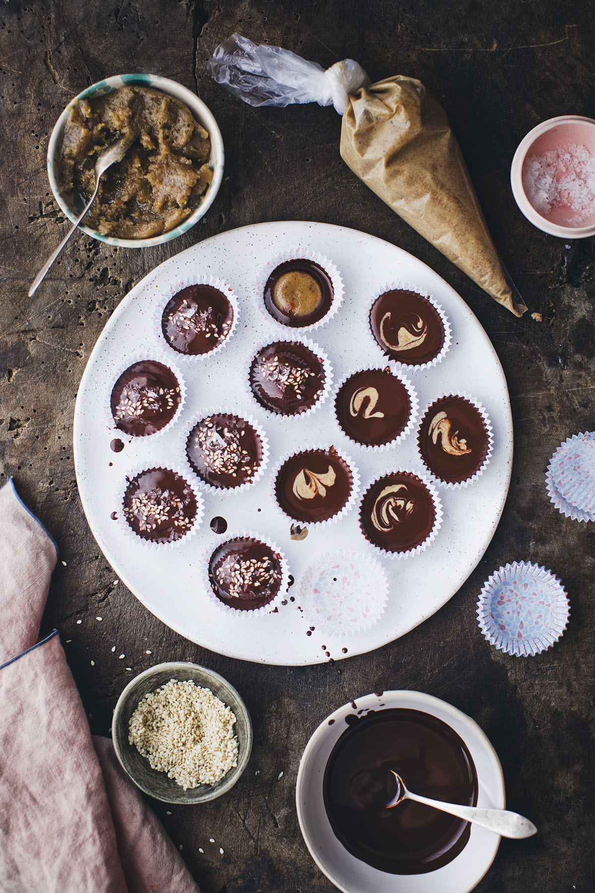 Dark Chocolate & Sweet Tahini Cups